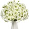 48-Piece White & Green Artificial Ranunculus Flowers – Realistic Silk Faux Peonies for DIY Bouquets, Wedding Centerpieces, Bridal Shower Decorations & Home Decor
